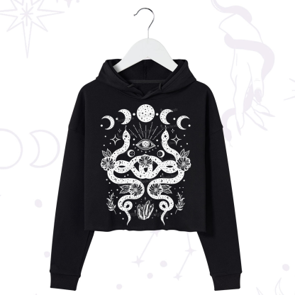 Purplehecate Lunar Serpent Alchemy Crop Hoodie