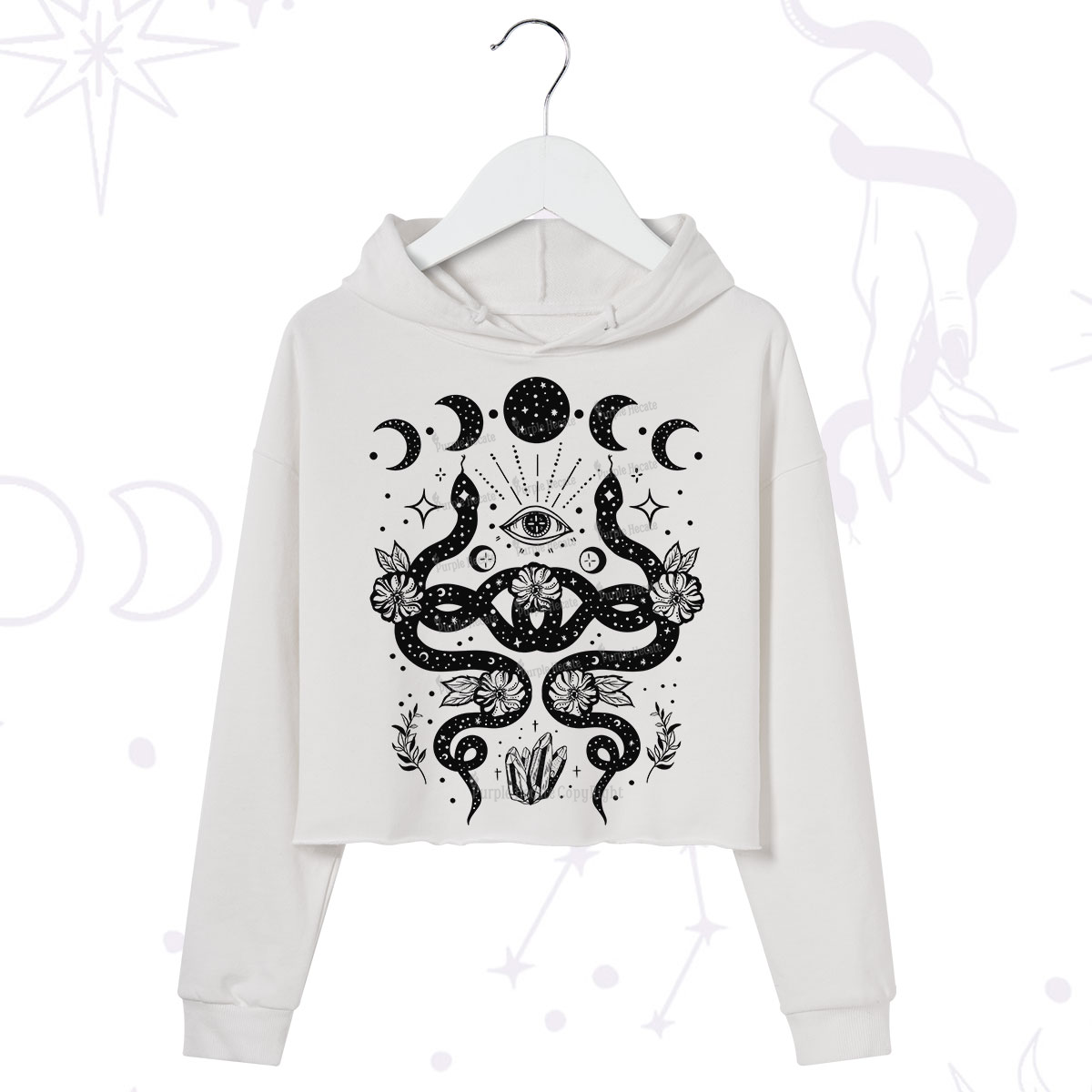 Purplehecate Lunar Serpent Alchemy Crop Hoodie