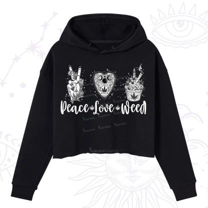 Purplehecate Peace Love Weed Crop Hoodie