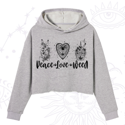 Purplehecate Peace Love Weed Crop Hoodie