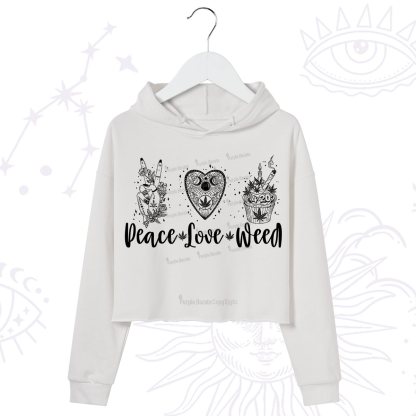 Purplehecate Peace Love Weed Crop Hoodie