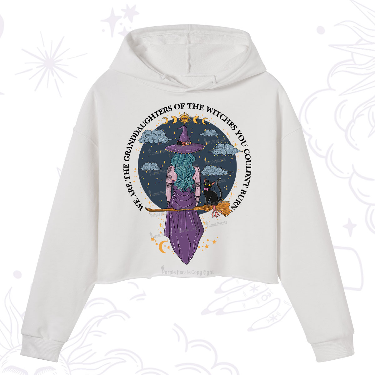 Purplehecate We Are the Granddaughters of the Witches You Could Not Burn Crop Hoodie