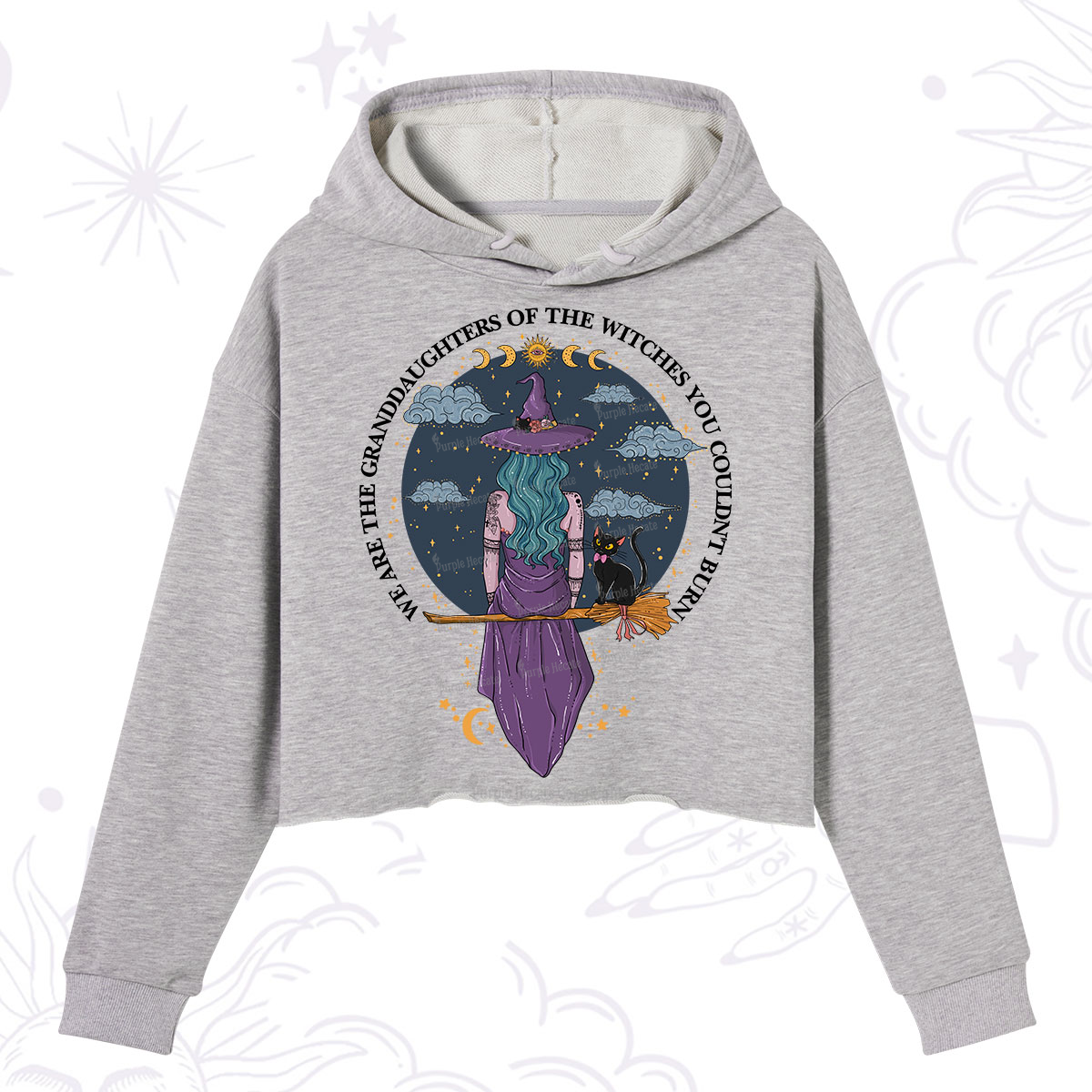 Purplehecate We Are the Granddaughters of the Witches You Could Not Burn Crop Hoodie