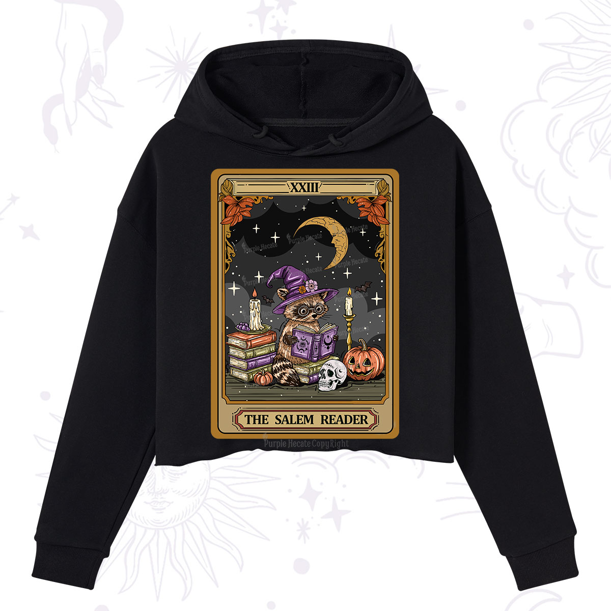 Purplehecate The Salem Reader Tarot Crop Hoodie