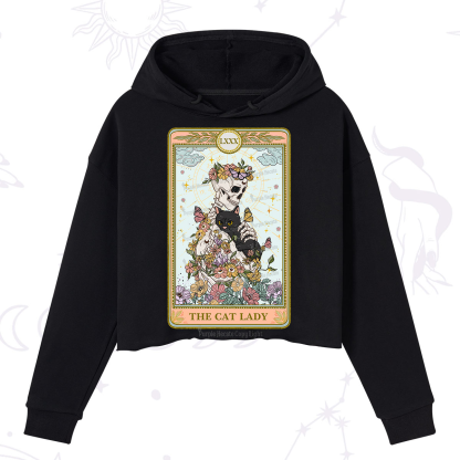 Purplehecate The Cat Lady Skeleton Tarot Crop Hoodie