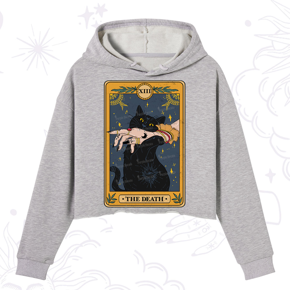 Purplehecate The Death Card Tarot Cat Crop Hoodie