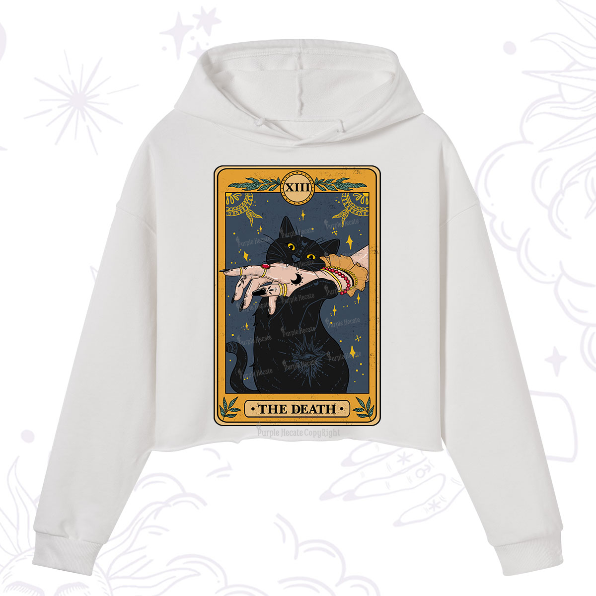 Purplehecate The Death Card Tarot Cat Crop Hoodie
