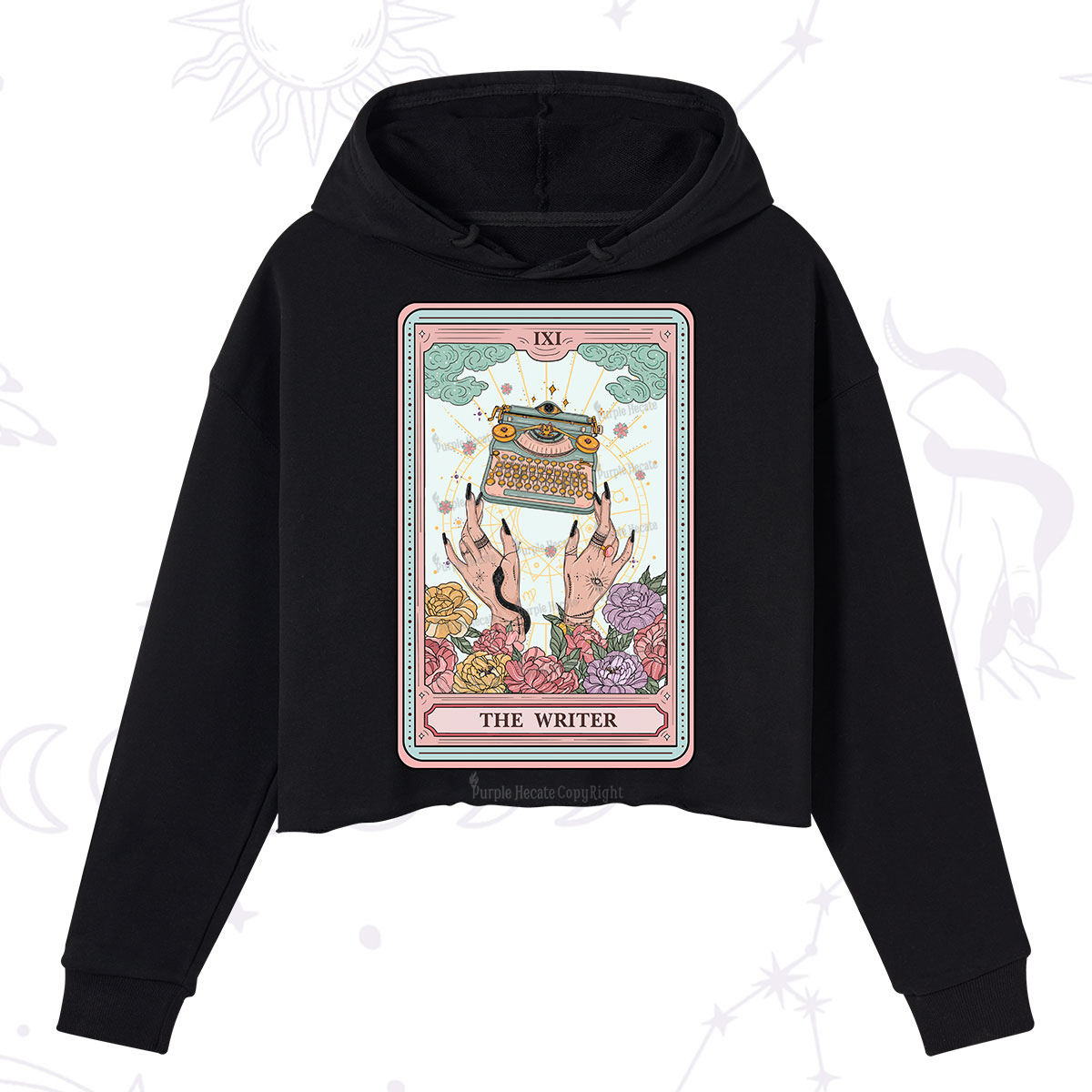 Purplehecate The Writer Tarot Card Crop Hoodie