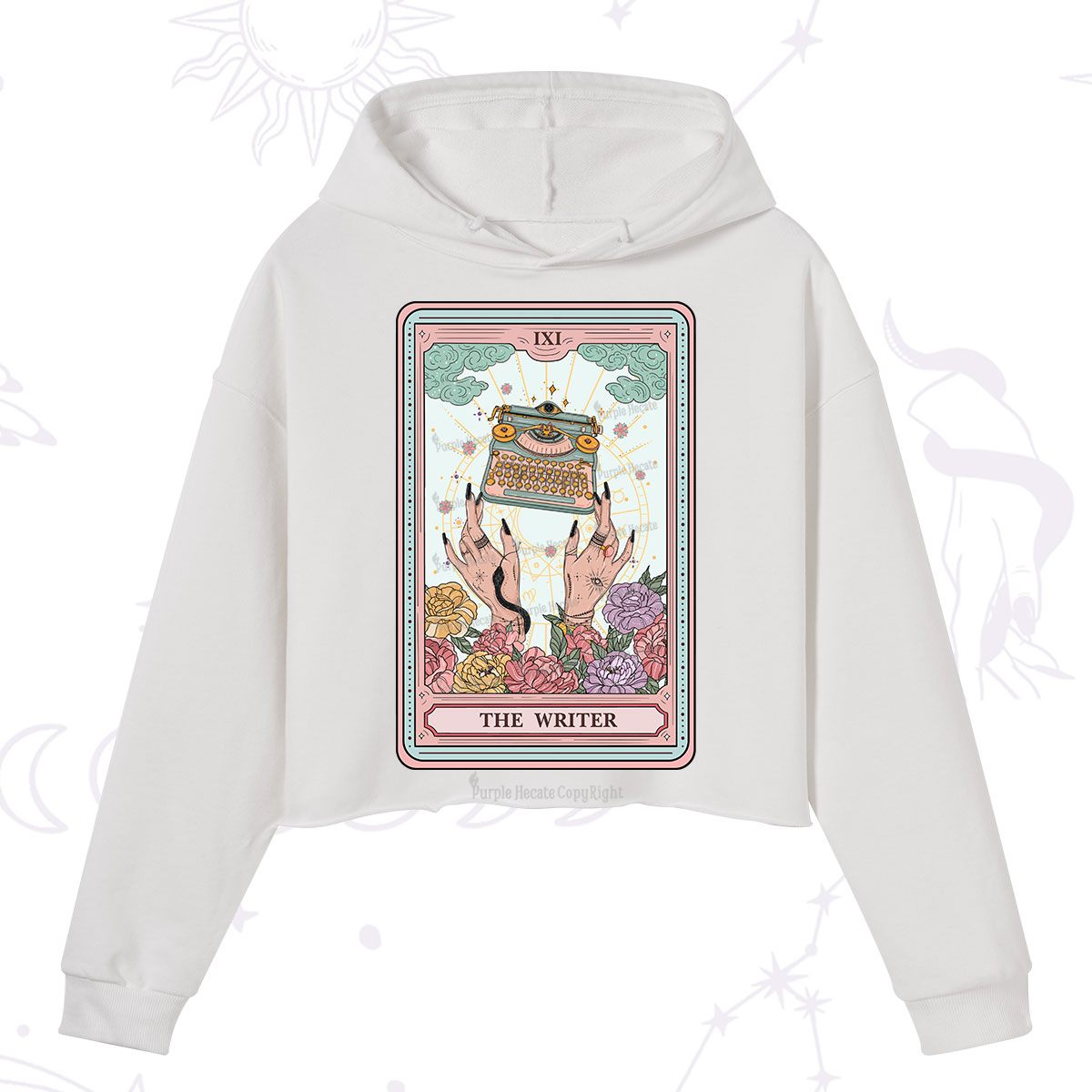 Purplehecate The Writer Tarot Card Crop Hoodie