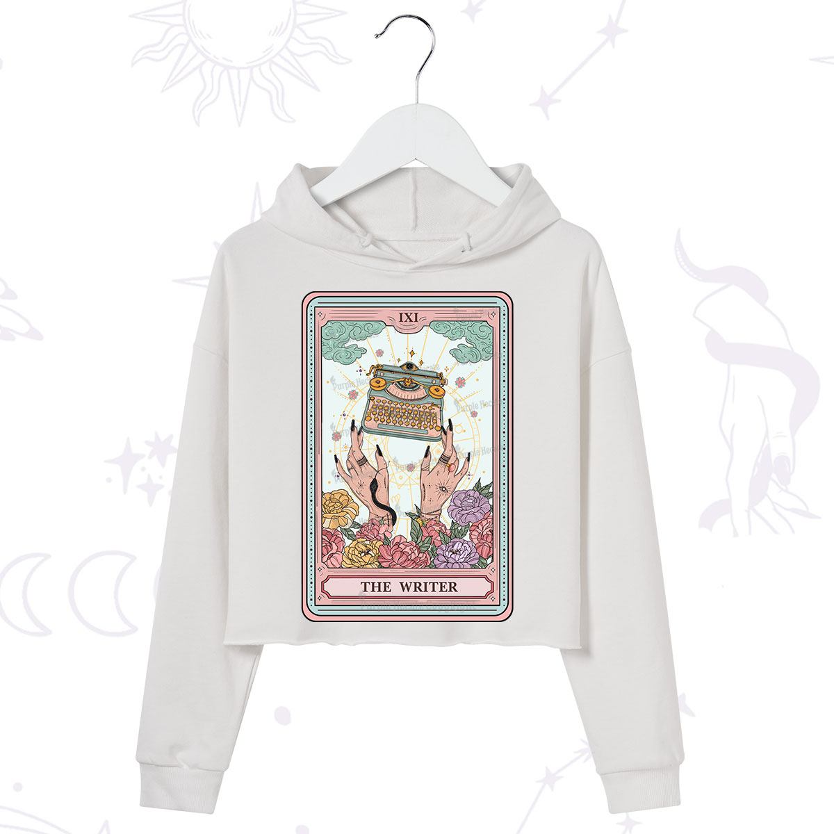 Purplehecate The Writer Tarot Card Crop Hoodie