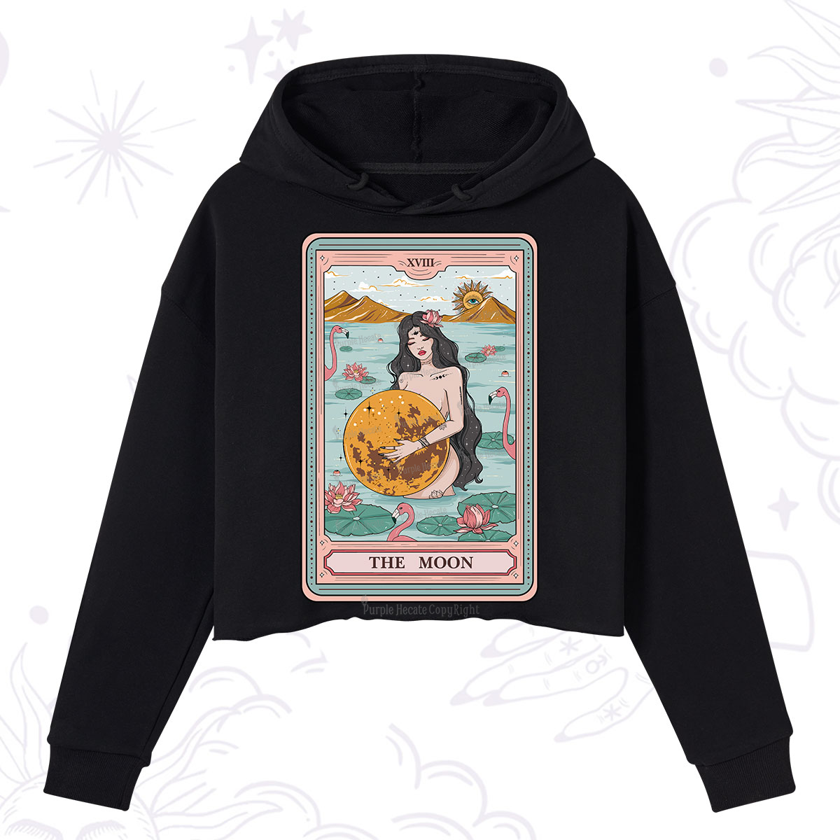 Purplehecate The Moon Goddess Tarot Crop Hoodie