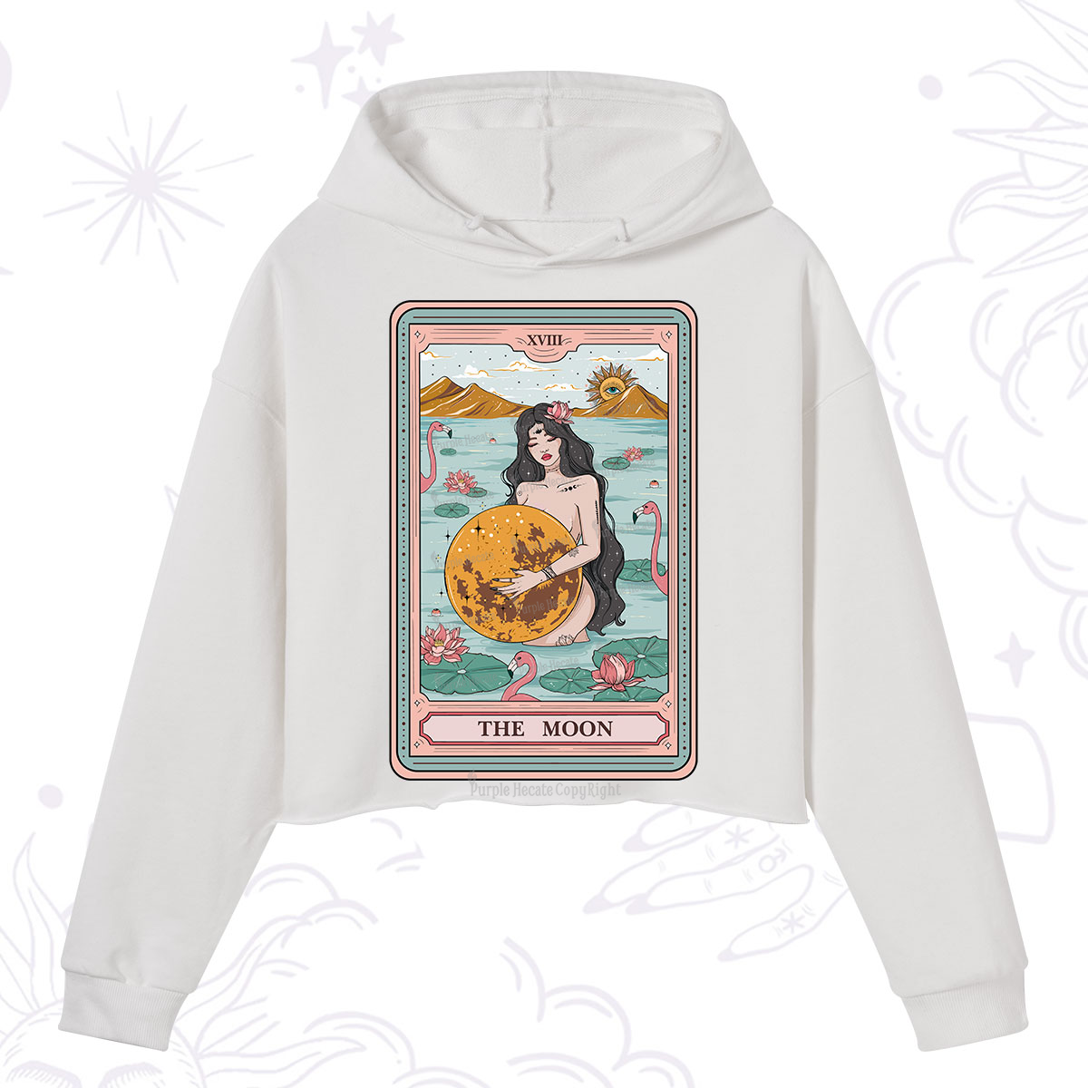 Purplehecate The Moon Goddess Tarot Crop Hoodie