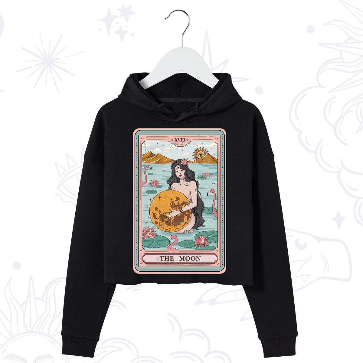 Purplehecate The Moon Goddess Tarot Crop Hoodie