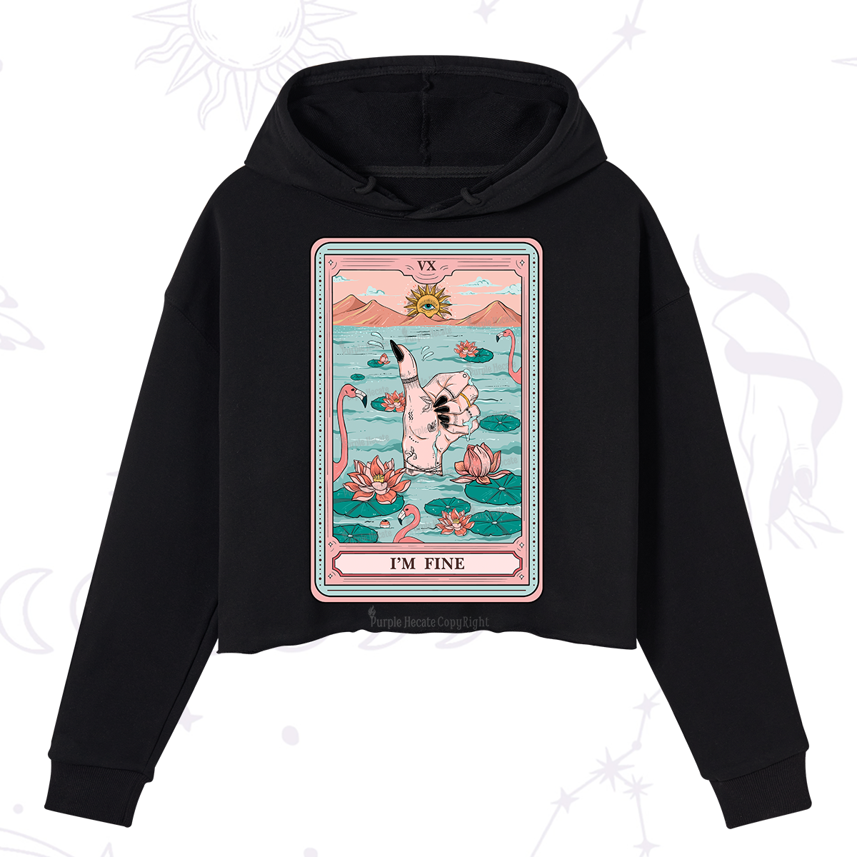Purplehecate The I'm Fine Tarot Crop Hoodie