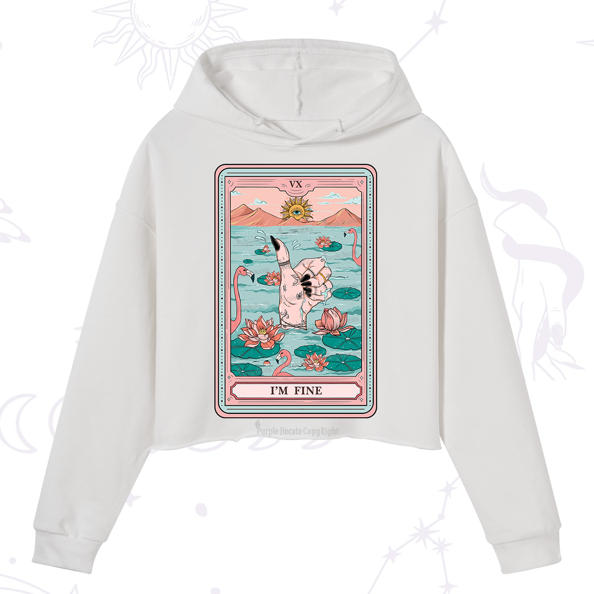 Purplehecate The I'm Fine Tarot Crop Hoodie