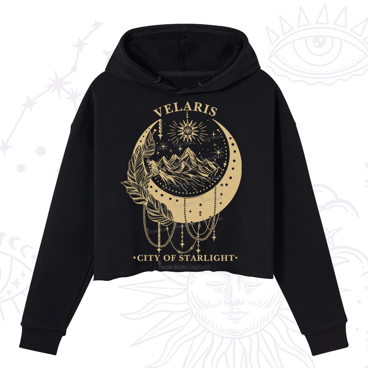 Purplehecate Moonlit Peaks of Starlight Crop Hoodie