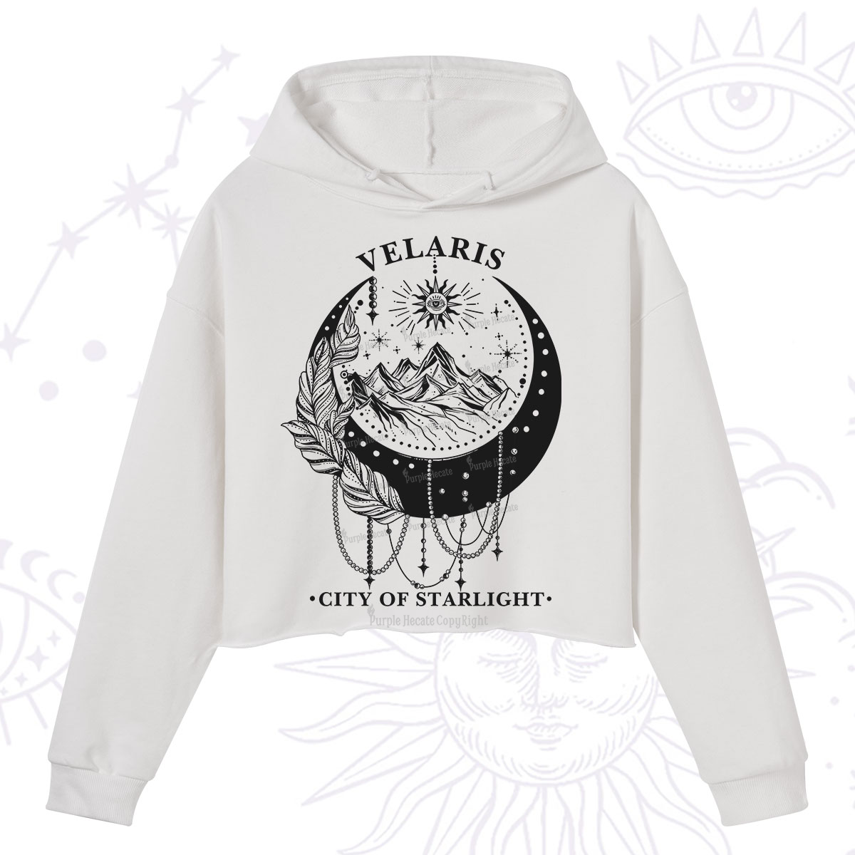 Purplehecate Moonlit Peaks of Starlight Crop Hoodie
