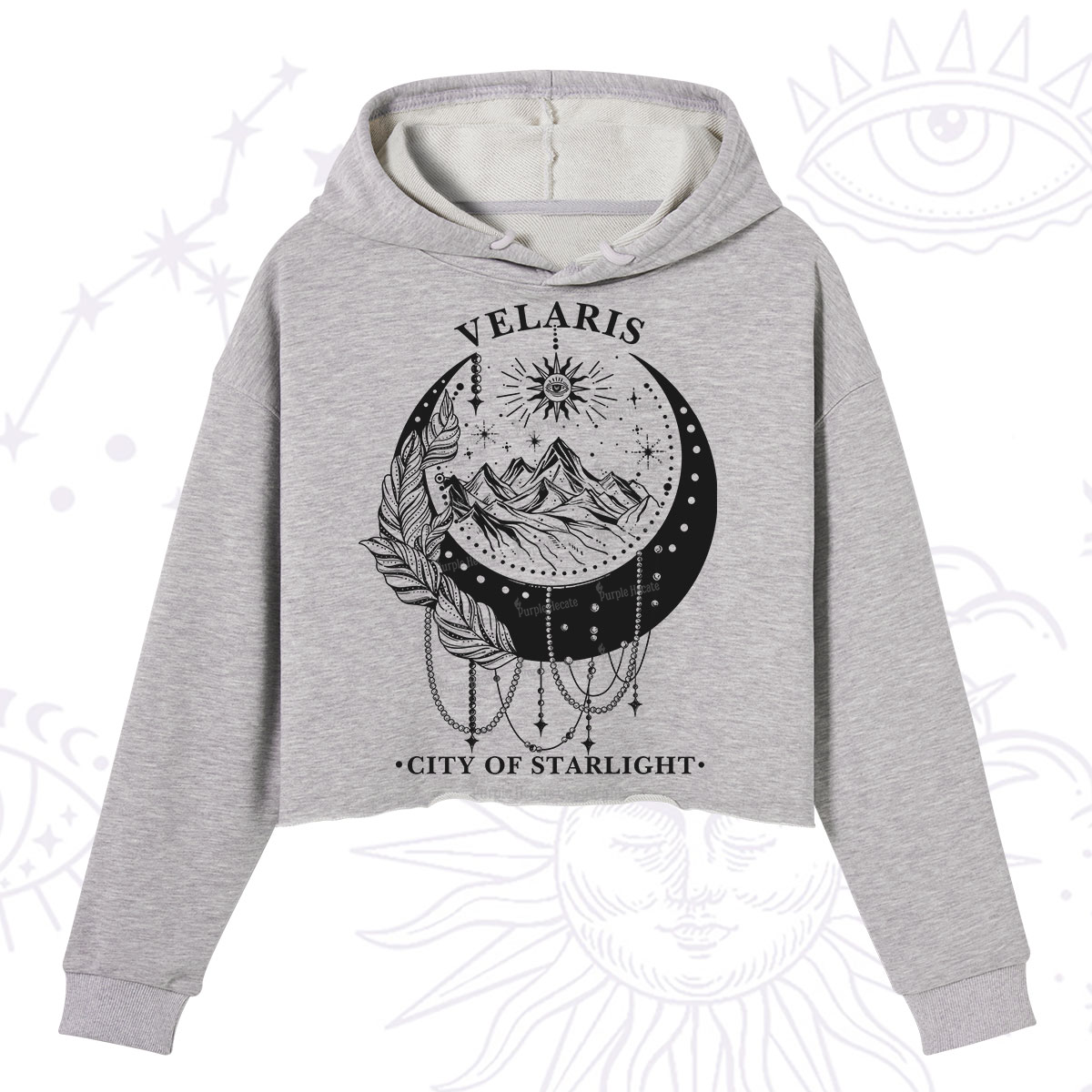 Purplehecate Moonlit Peaks of Starlight Crop Hoodie