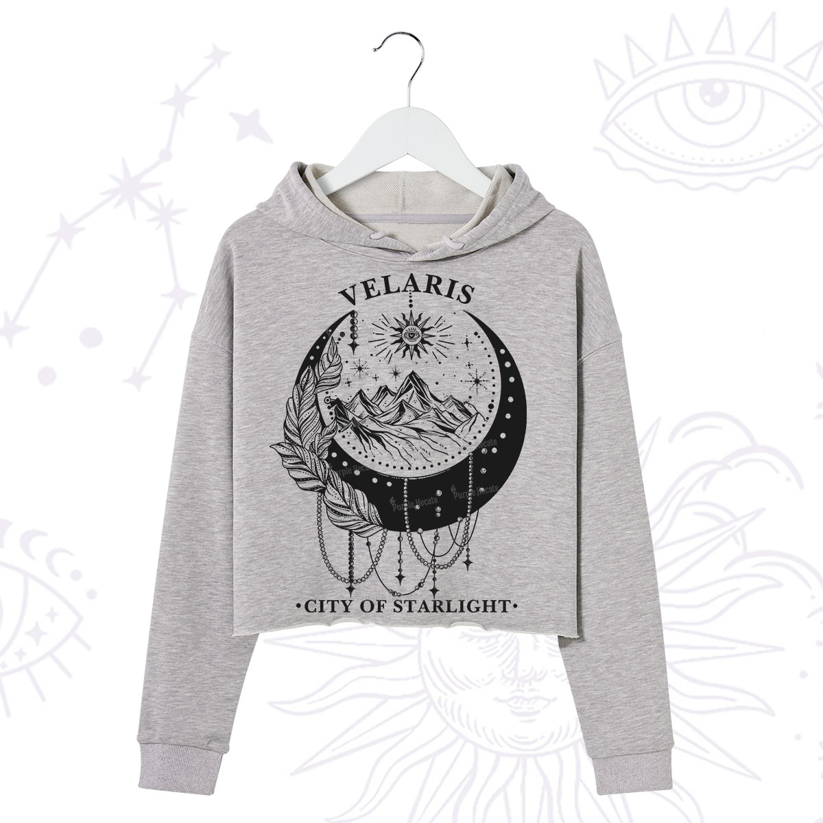 Purplehecate Moonlit Peaks of Starlight Crop Hoodie