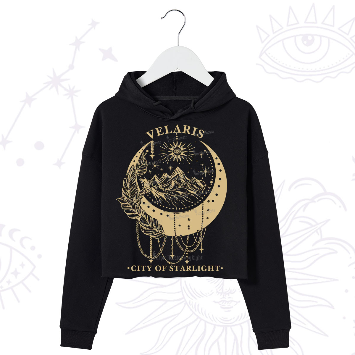 Purplehecate Moonlit Peaks of Starlight Crop Hoodie