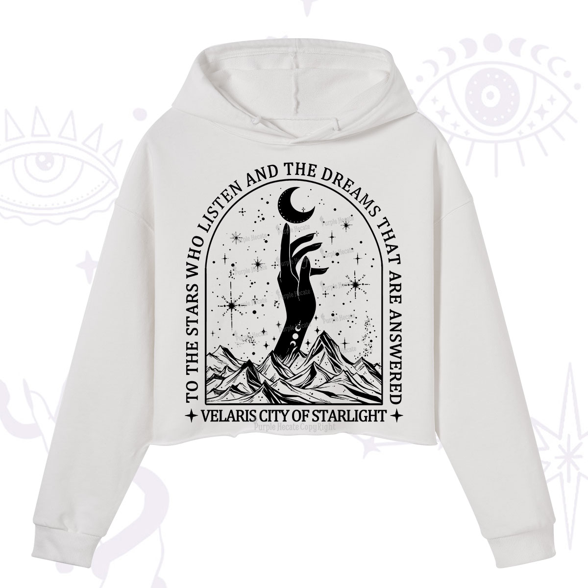 Purplehecate To The Stars Who Listen And The Dreams That Are Answered Crop Hoodie
