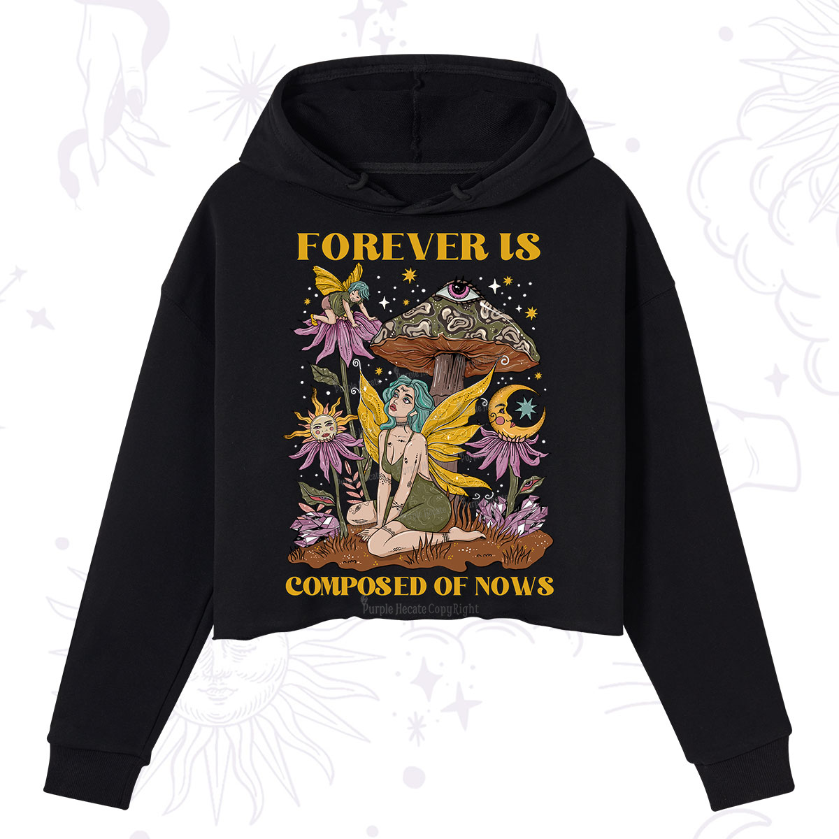 Purplehecate Forever Is Composed Of Nows Crop Hoodie