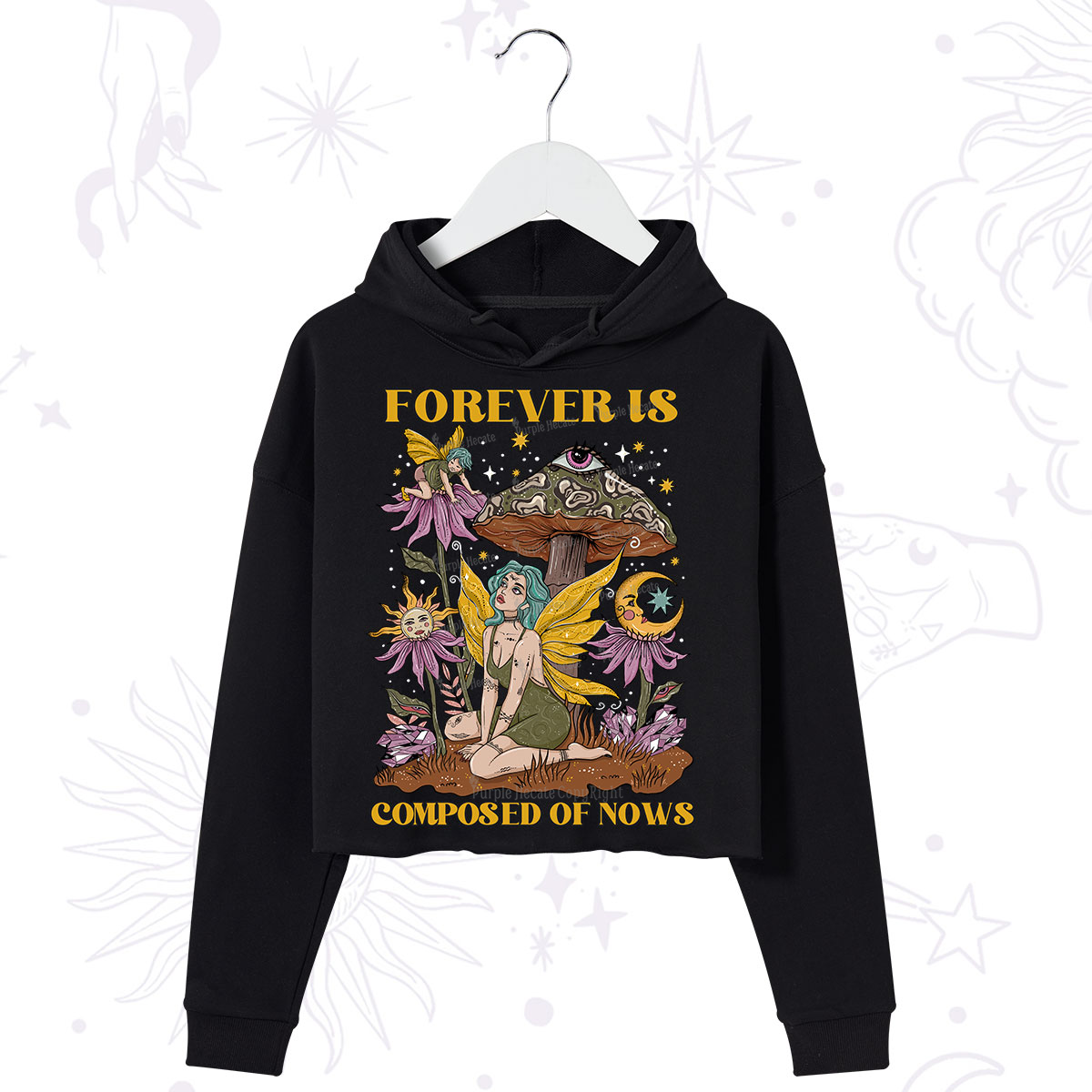 Purplehecate Forever Is Composed Of Nows Crop Hoodie