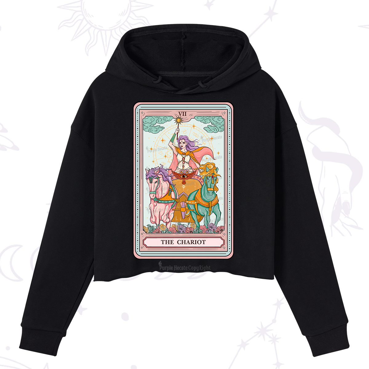 Purplehecate The Chariot Tarot Crop Hoodie