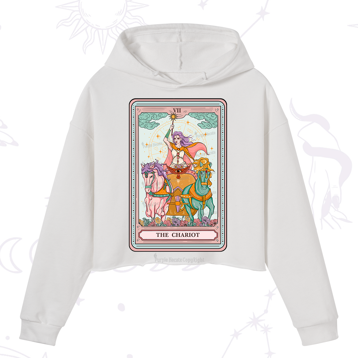 Purplehecate The Chariot Tarot Crop Hoodie