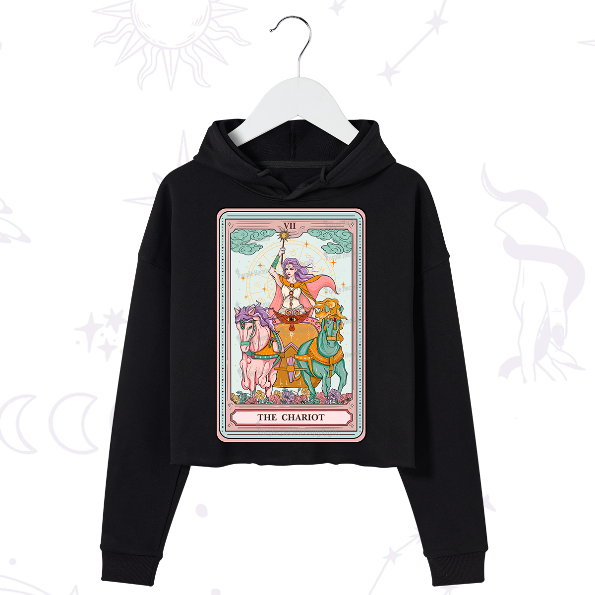 Purplehecate The Chariot Tarot Crop Hoodie