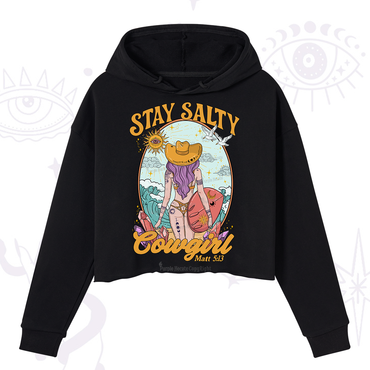 Purplehecate Stay Salty Cowgirl Crop Hoodie