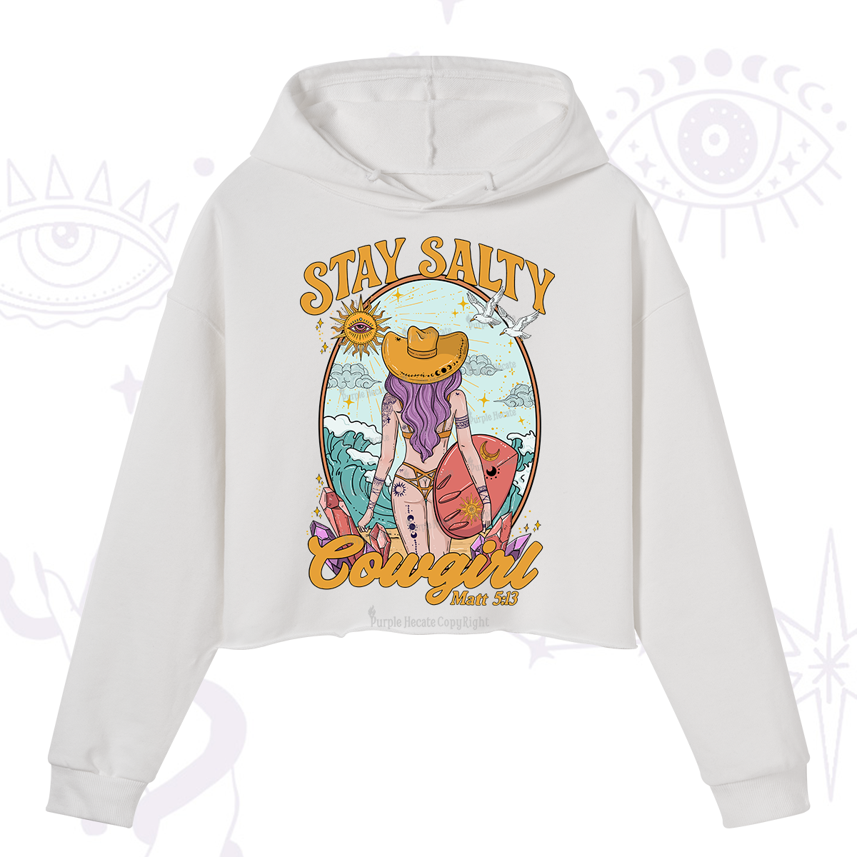 Purplehecate Stay Salty Cowgirl Crop Hoodie