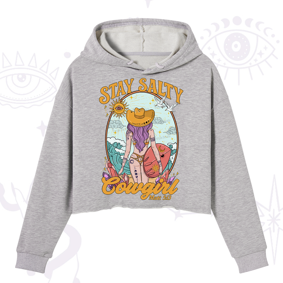 Purplehecate Stay Salty Cowgirl Crop Hoodie