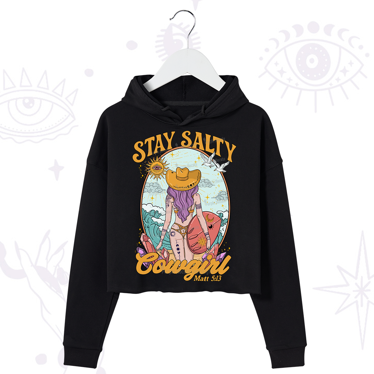 Purplehecate Stay Salty Cowgirl Crop Hoodie