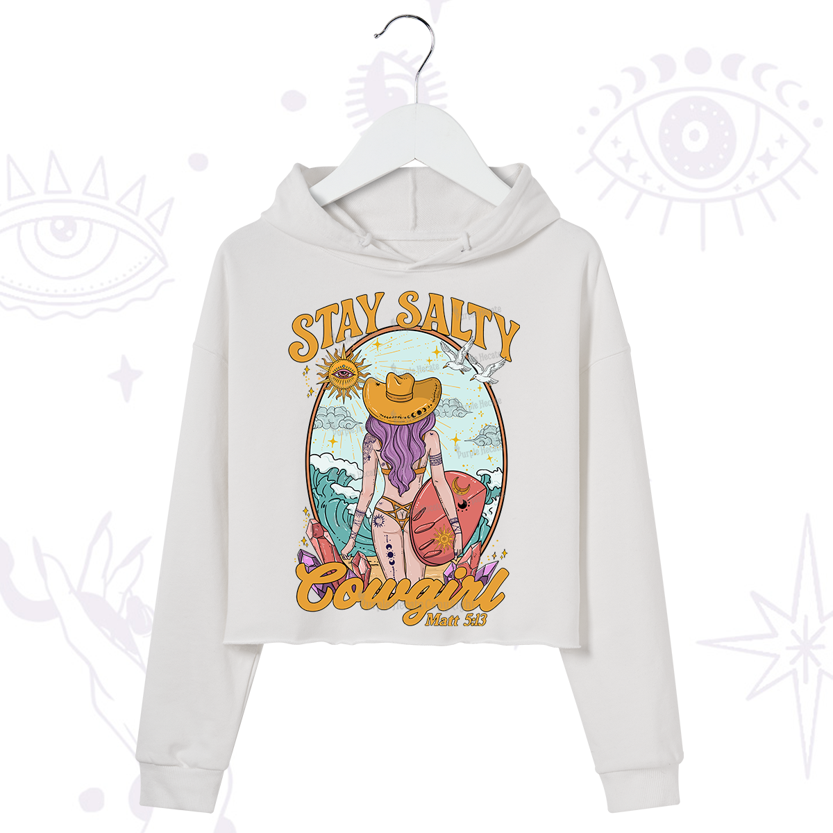 Purplehecate Stay Salty Cowgirl Crop Hoodie