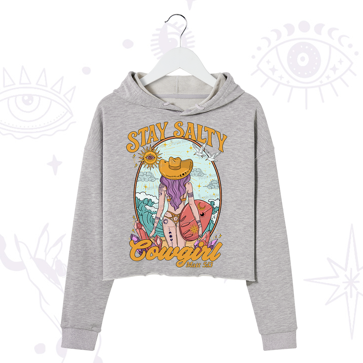 Purplehecate Stay Salty Cowgirl Crop Hoodie