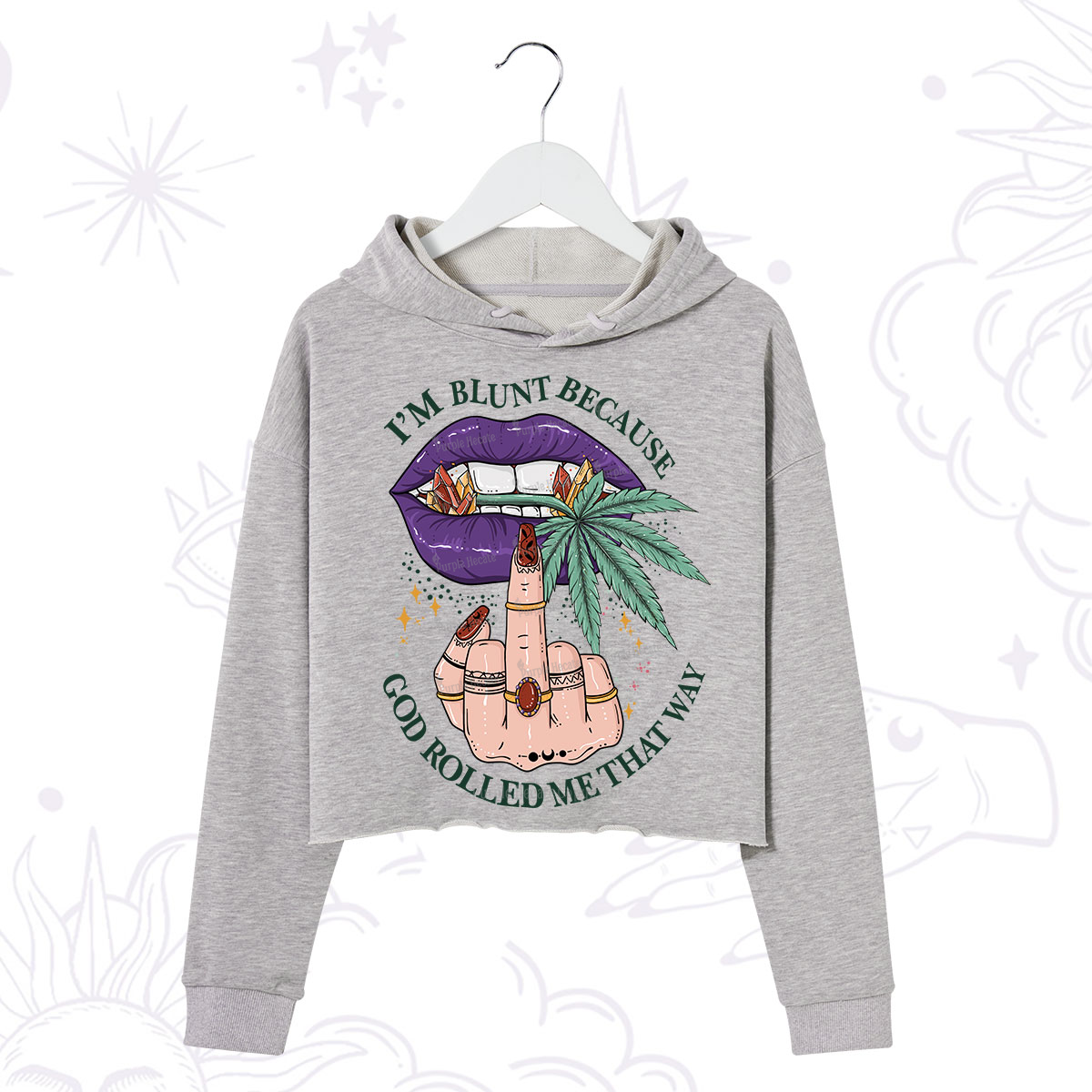 Purplehecate I'm Blunt Because God Rolled Me That Way Crop Hoodie