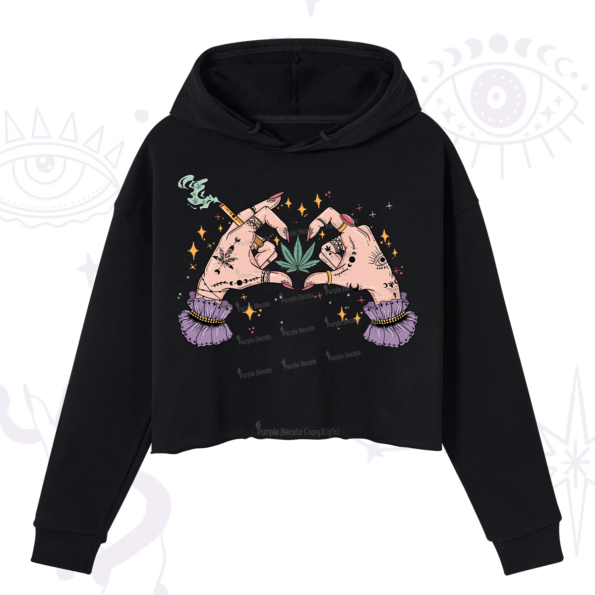 Purplehecate You're Never Alone If You Have Weed Crop Hoodie