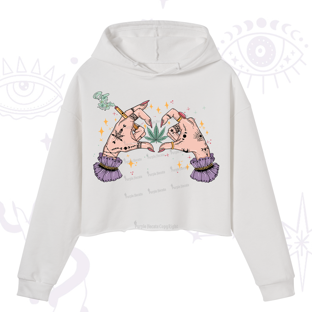 Purplehecate You're Never Alone If You Have Weed Crop Hoodie
