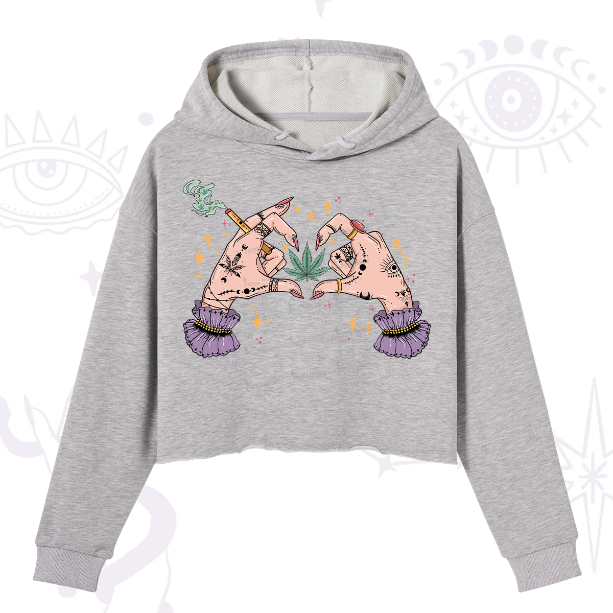 Purplehecate You're Never Alone If You Have Weed Crop Hoodie