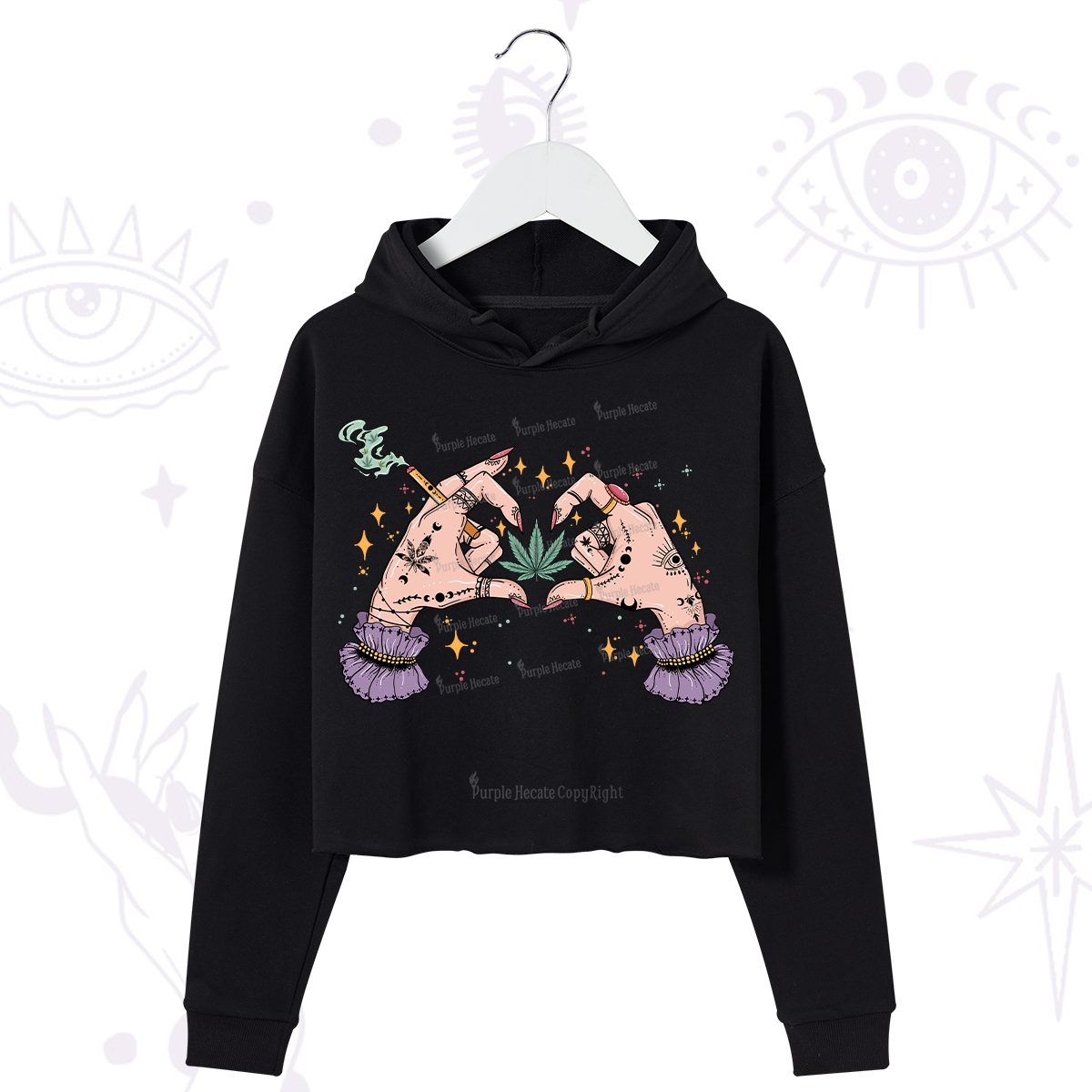 Purplehecate You're Never Alone If You Have Weed Crop Hoodie