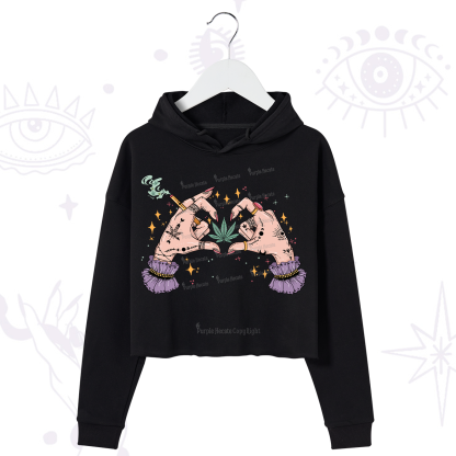 Purplehecate You're Never Alone If You Have Weed Crop Hoodie
