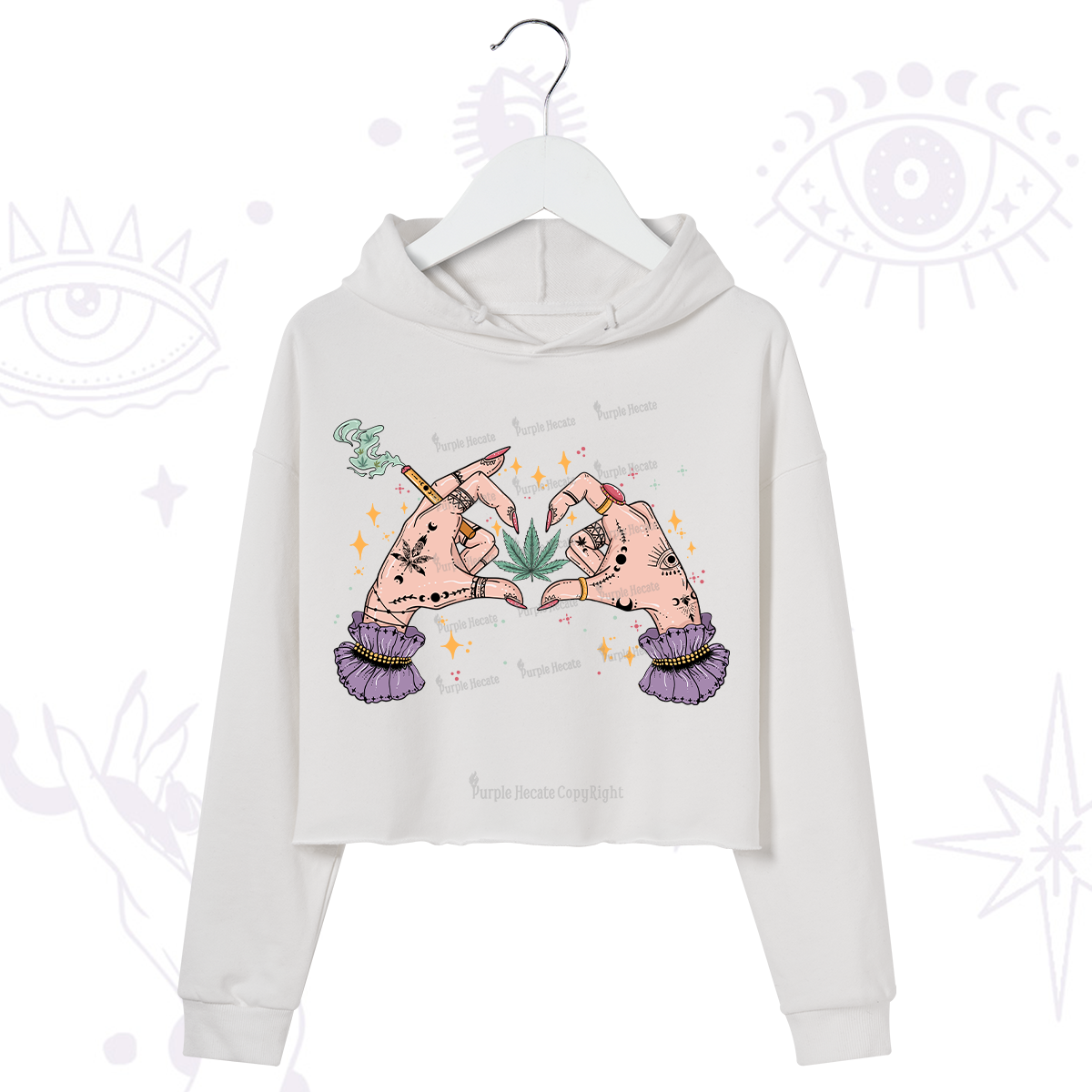 Purplehecate You're Never Alone If You Have Weed Crop Hoodie