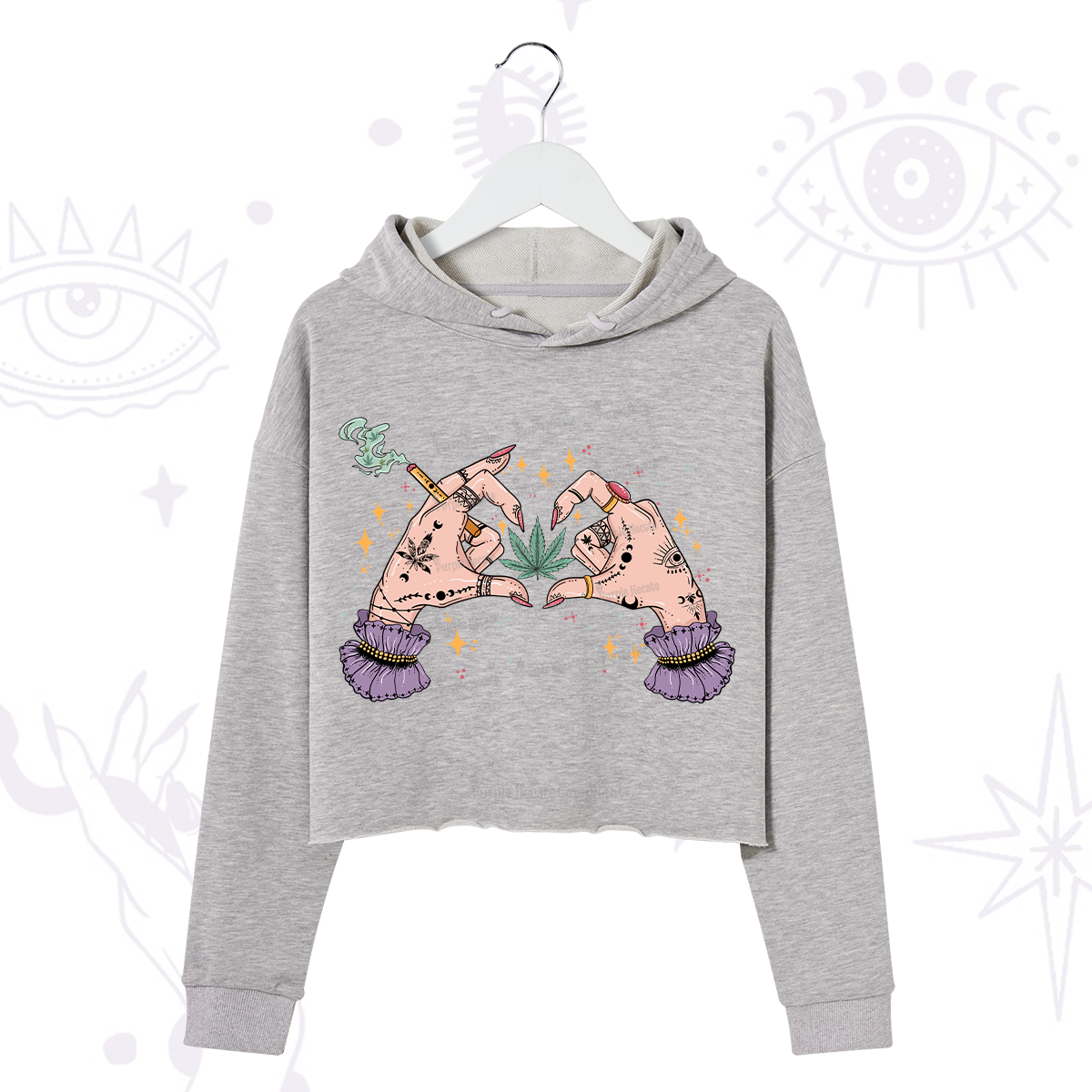 Purplehecate You're Never Alone If You Have Weed Crop Hoodie