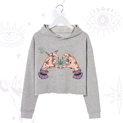 Purplehecate You're Never Alone If You Have Weed Crop Hoodie