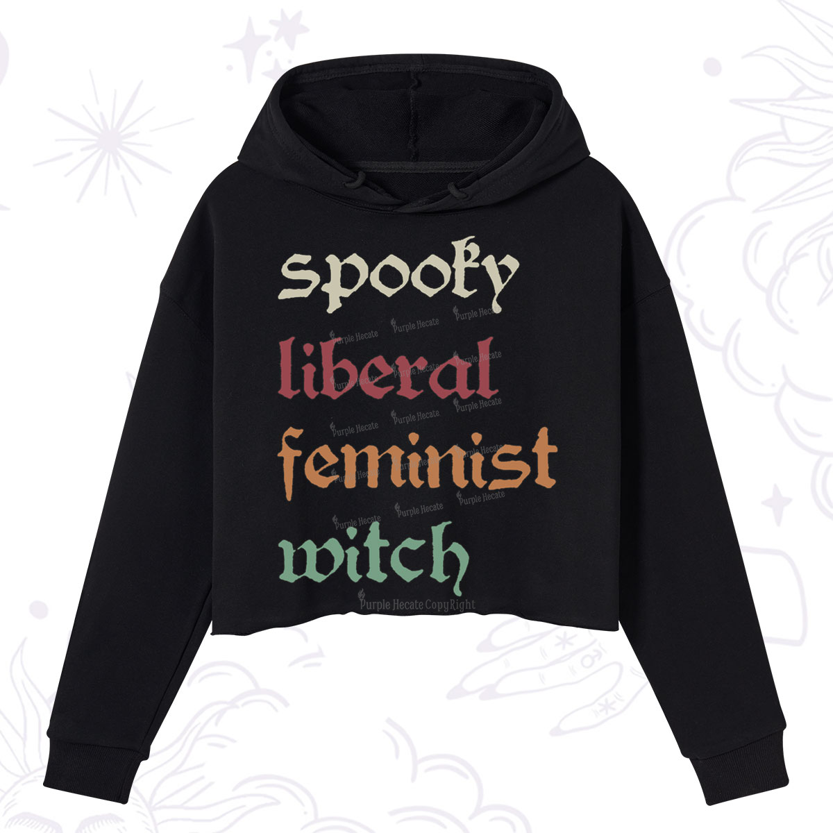Purplehecate Spooky Liberal Feminist Witch Crop Hoodie
