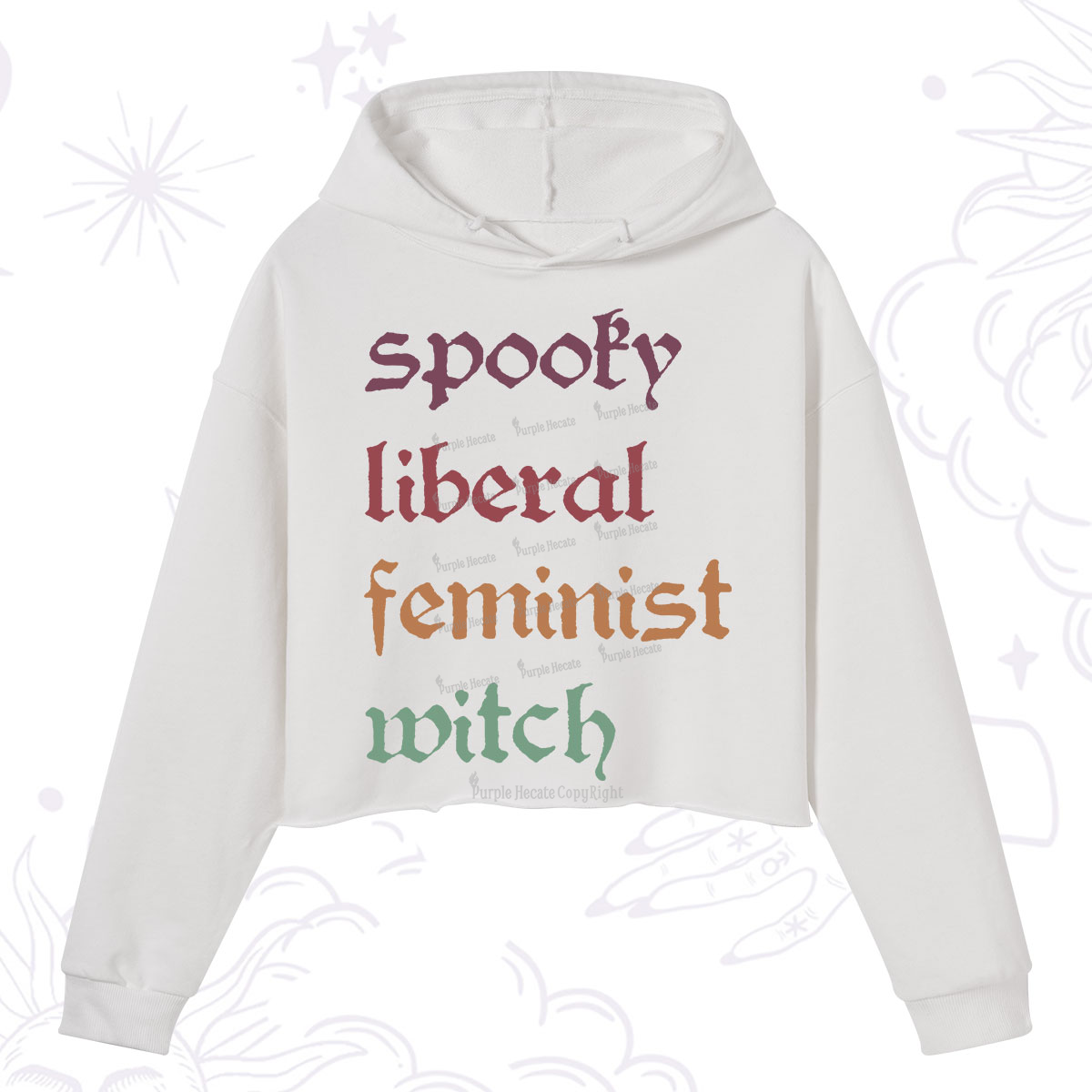 Purplehecate Spooky Liberal Feminist Witch Crop Hoodie