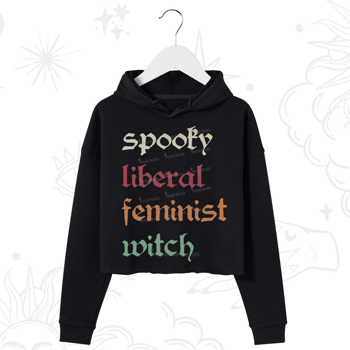 Purplehecate Spooky Liberal Feminist Witch Crop Hoodie