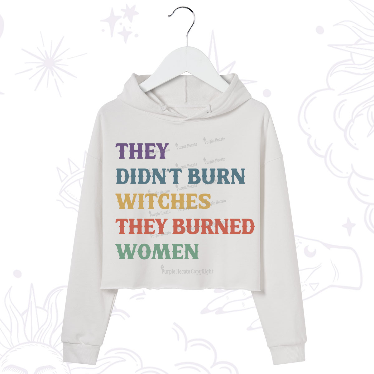 Purplehecate They Didn't Burn Witches They Burned Women Crop Hoodie