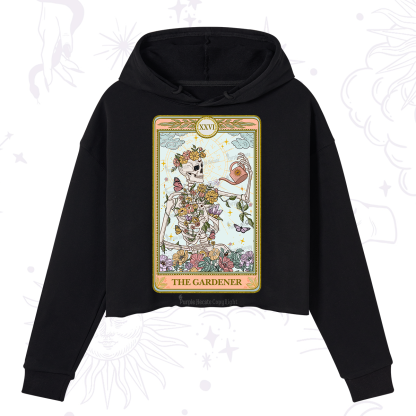 Purplehecate The Skeleton Gardener Tarot Crop Hoodie